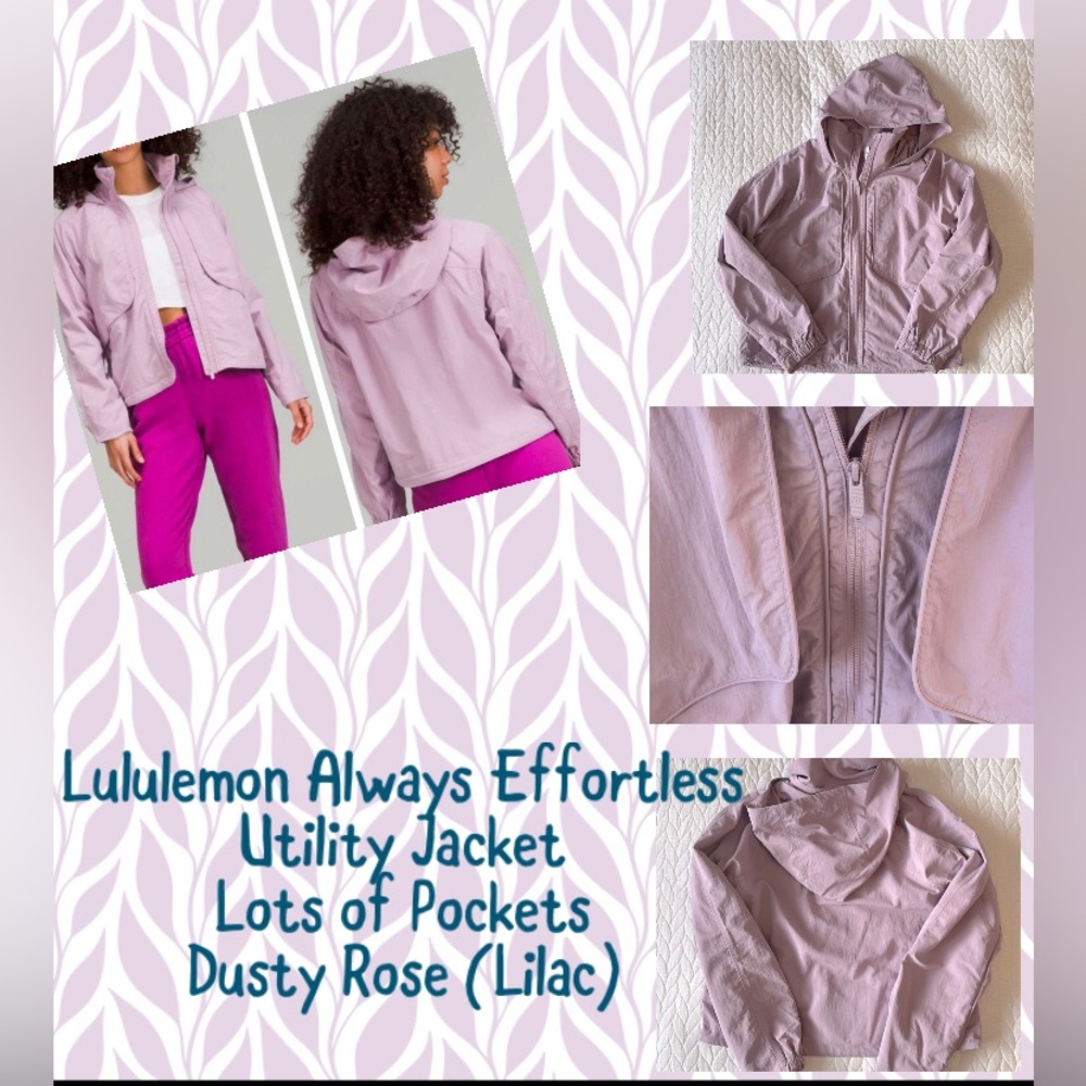 NWT Lululemon Always Effortless Jacket Rose Blush Lilac 8 M Lilac Utility Rain